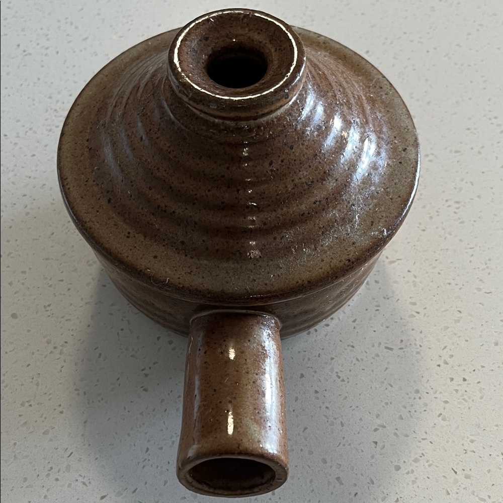 Vintage French Onion Soup Vented Crock Bowl, Lid & Handle Stoneware Pottery